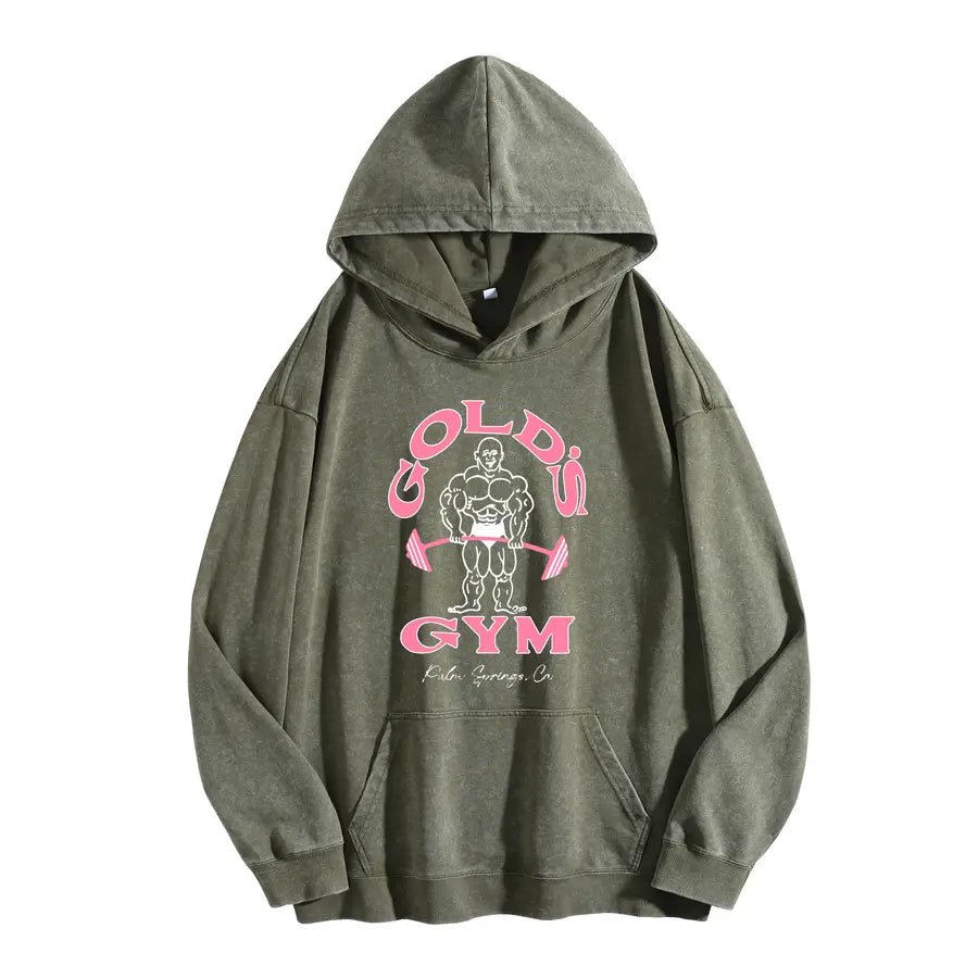 Holafish GYM Print Acid Wash Hoodie 2 Patterns To Choose Minimalist Hoodie Essential For Fitness Enthusiasts Vintage 2026 Unisex Sweatshirt Oversized Loose Fit Winter Warm Streetwear Casual Tunic graphic
