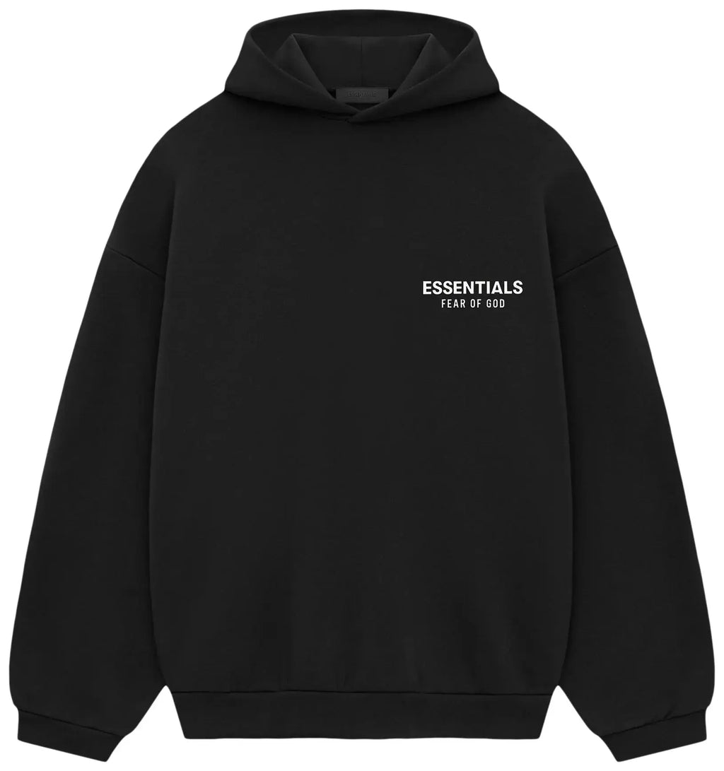Fear of God Essentials Fleece Hoodie - FW24 Black, Menswear Casual Fashion Tops Sweatshirts for Men