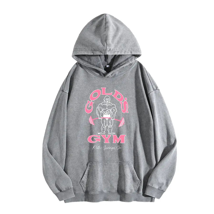 Holafish GYM Print Acid Wash Hoodie 2 Patterns To Choose Minimalist Hoodie Essential For Fitness Enthusiasts Vintage 2026 Unisex Sweatshirt Oversized Loose Fit Winter Warm Streetwear Casual Tunic graphic