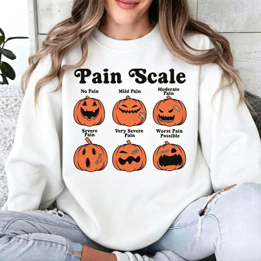 Halloween Nurse Sweatshirt, Pain Scale Fall Pumpkin Nurse T-Shirt, RN Shirt, Pediatric Nurse Gifts, Registered Nurse Hoodie, Nursing Tee